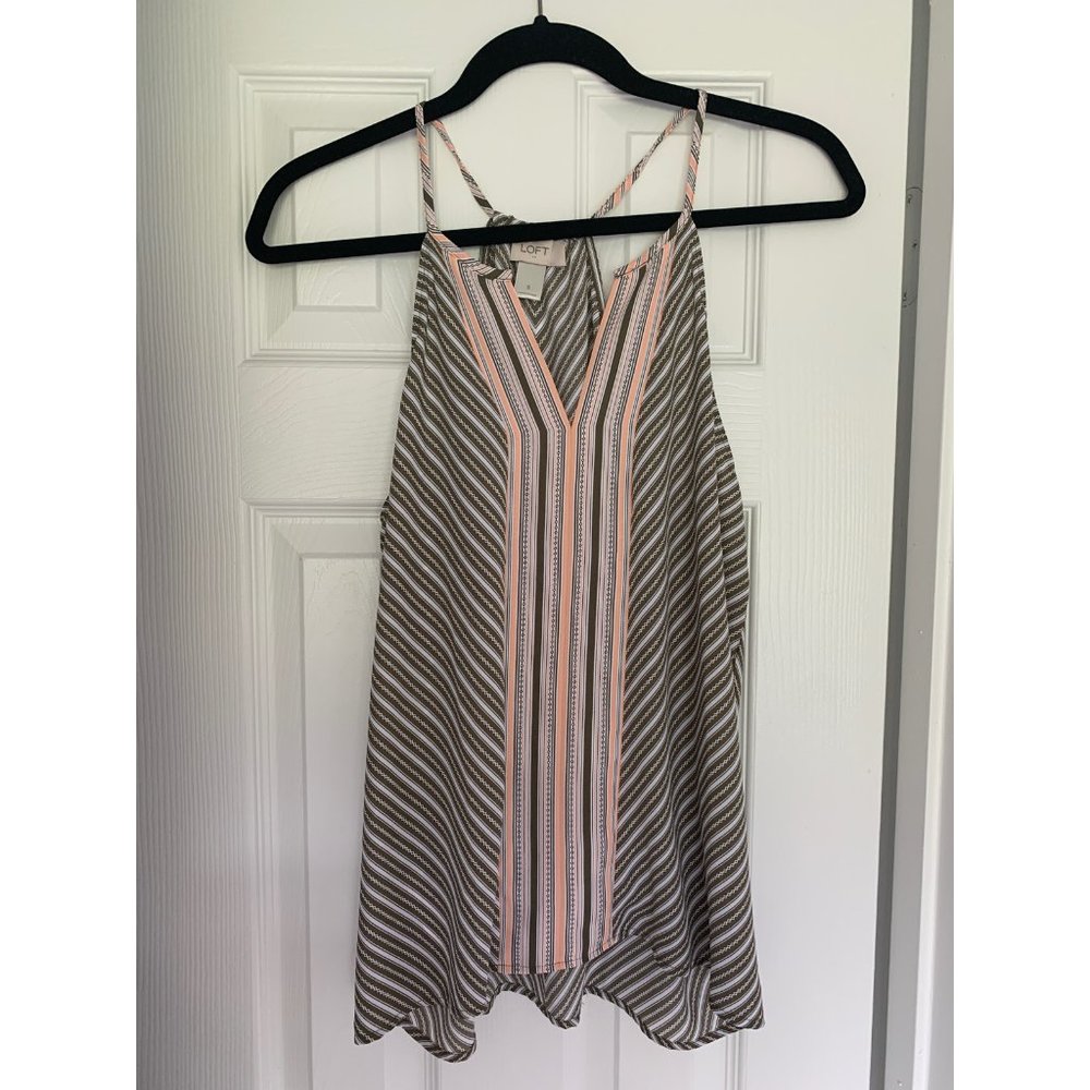 NWT Loft Halter Tank with Bandana-Looking Print